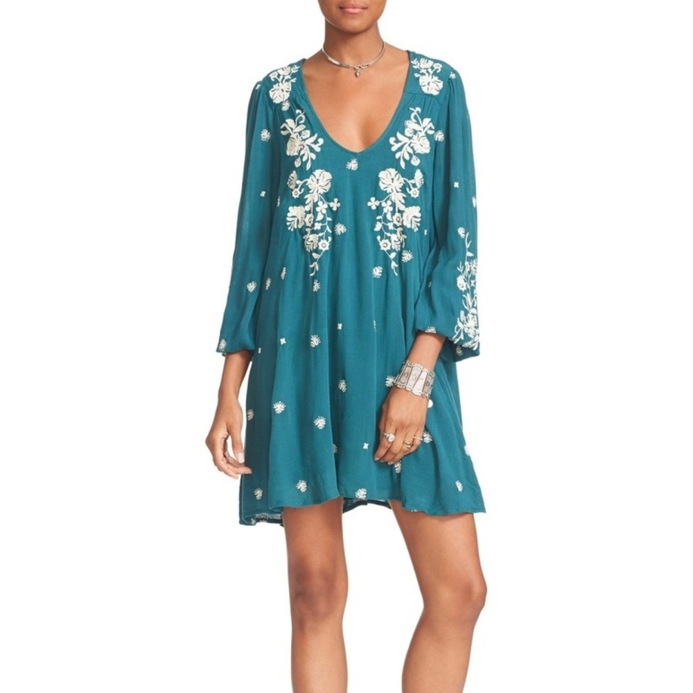 Free People Sweet Tennessee Embroidered Mini Dress